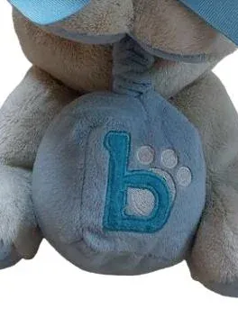 Bambia Baby Spieluhr Teddybär Plüschtier Beige Blau mit Schleife