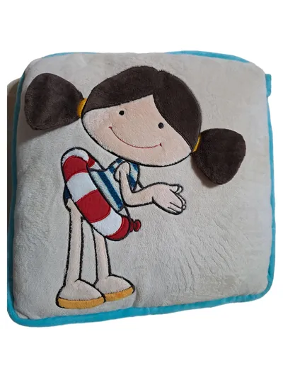 NICI Kuschelkissen Mädchen mit Schwimmring Dekokissen 33x33 cm Beige Uni