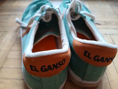 El Ganso Sneaker Low Herren Gr. 44 Grün Orange Retro Canvas Turnschuhe