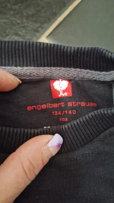 Engelbert Strauss Kinder Pullover Gr. 134/140 Grau Strauß Stickerei
