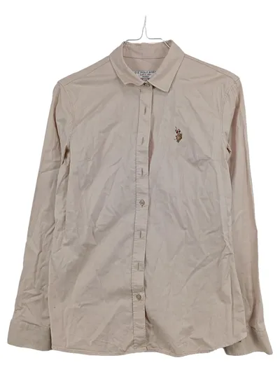 U.S. Polo Assn. Damen Hemdbluse Gr. 36 Beige Langarm Basic