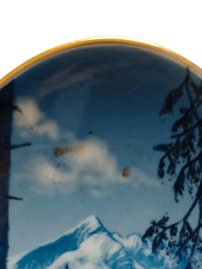 Rosenthal Sammelteller Winterlandschaft Berge Porzellan Handgemalt Blau Gold