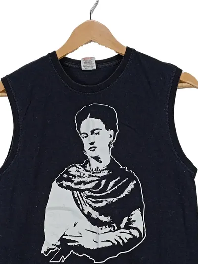 Fruit of the Loom Damen Tank Top Logo Print Schwarz Gr. S Ärmellos Baumwolle