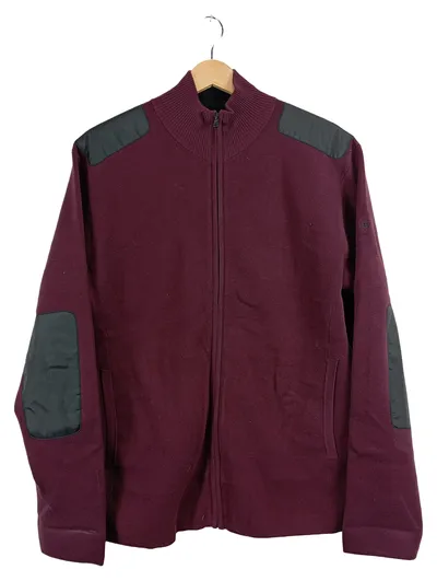 Victorinox Herren Strickjacke Gr. M Bordeaux Fleece Reißverschluss