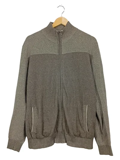 LERROS Strickjacke Herren Gr. L Grau Reißverschluss Baumwolle Casual