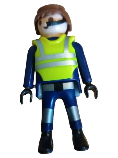 Playmobil Figur Bauarbeiter Polizist mit Warnweste blau gelb