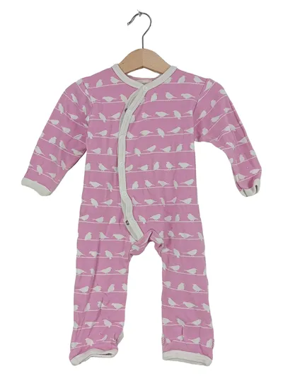 Pigeon Organics Baby Strampler Einteiler Rosa Vögel Gr. 74 6-12 Monate Bio