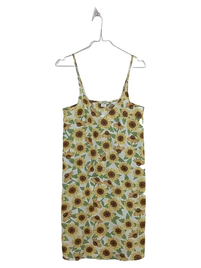 Monki Sommerkleid Sonnenblumen Trägerkleid Gr. 34/XS Gelb Grün