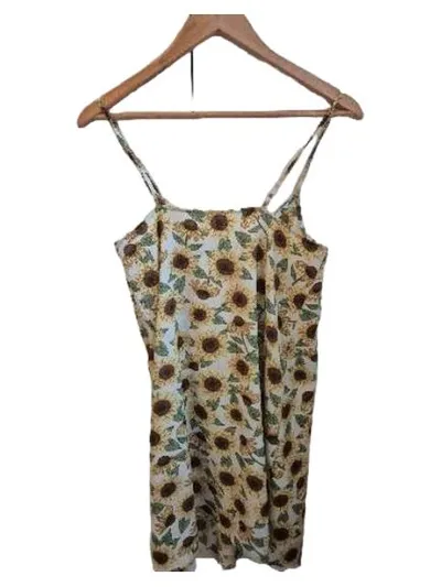 Monki Sommerkleid Sonnenblumen Trägerkleid Gr. 34/XS Gelb Grün