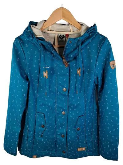 Ragwear Softshelljacke Damen XS Petrol Ankerprint Kapuze Maritim