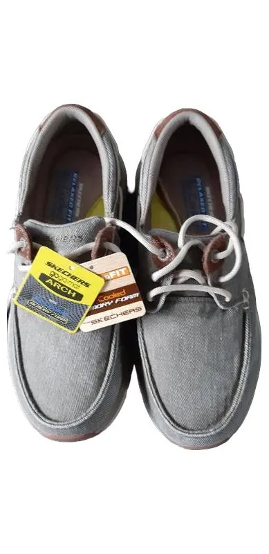 Skechers Herren Bootsschuhe Relaxed Fit Goga Mat Gr. 40 Grau NEU