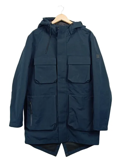 SELECTED Herren Parka Jacke Gr. M Blau Outdoor Kapuze Wasserdicht