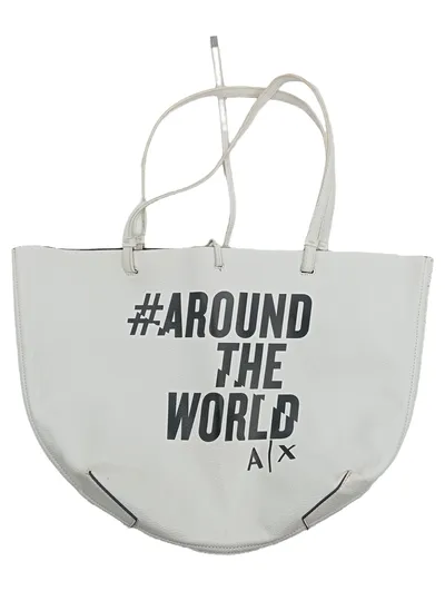 ARMANI EXCHANGE #AROUND THE WORLD Umhängetasche Shopper Damen Weiß Groß