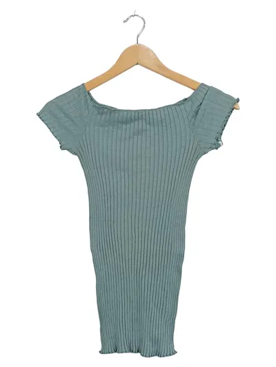 Intimissimi Damen Top Rippstrick schulterfrei Gr. S grün kurzarm