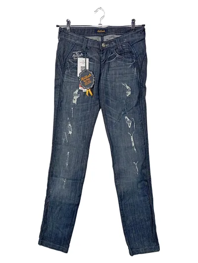 Killah Rag Flake Destroyed Jeans Damen Blau W28 L33 Baumwolle