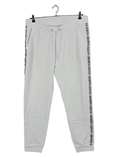 SOCCX Sports Damen Jogginghose Sporthose Weiß Gr. 42 XL Seitenstreifen
