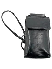 Schwarze Handytasche Kroko-Optik Umhängetasche Damen Elegant 1