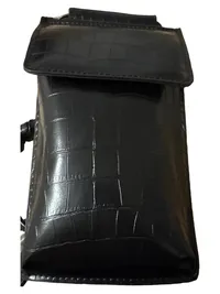 Schwarze Handytasche Kroko-Optik Umhängetasche Damen Elegant 3