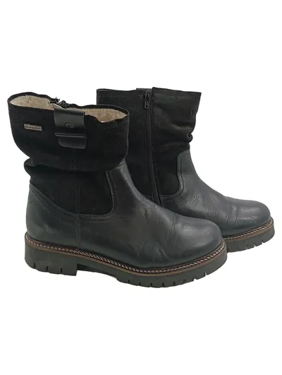 Tamaris Damen Winterstiefel Gr. 40 Grau Leder gefüttert Sympatex