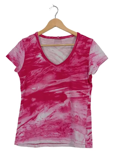 Venice Beach Damen Sport T-Shirt Gr. L Pink Tie-Dye V-Ausschnitt Kurzarm