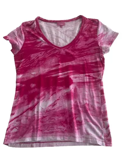Venice Beach Damen Sport T-Shirt Gr. L Pink Tie-Dye V-Ausschnitt Kurzarm