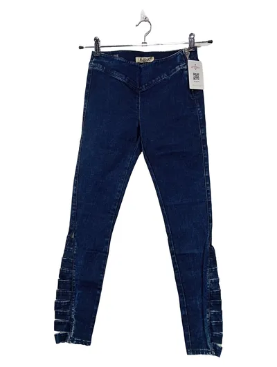 Killah Damen Skinny Jeans Blau W24 L28 Stretch Raffungen Dunkelblau