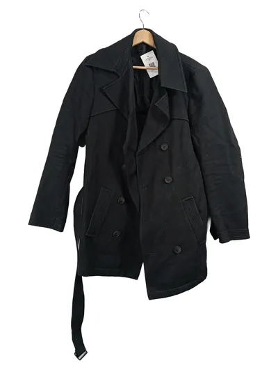 DRYKORN Turlock Herren Mantel Doppelreiher Schwarz Gr. 48 Baumwolle
