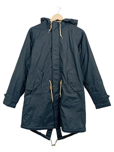 Derbe Parka Damen Gr. 38 Petrol Kapuze Sherpa-Futter Maritim