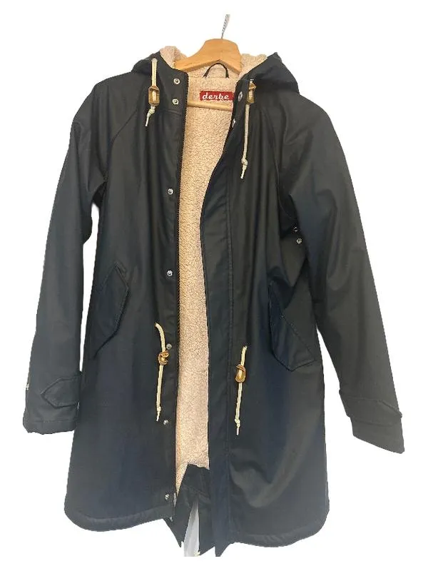 Derbe Parka Damen Gr. 38 Petrol Kapuze Sherpa-Futter Maritim 2