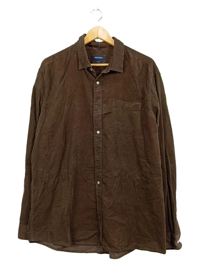 McNeal Herren Cordhemd Freizeithemd Braun Gr. XXL Baumwolle Langarm