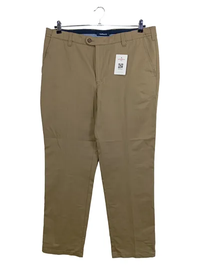 Walbusch Herren Stoffhose Chino Klassisch Beige Baumwolle Gr. W26/XL