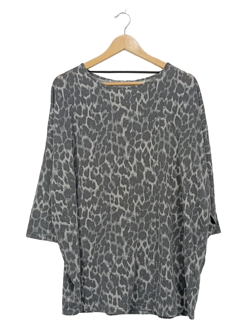 ever.me Damen Pullover Leopardenmuster Oversize Grau XL Animal-Print 2