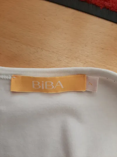 BiBA Damen T-Shirt Strass-Logo Weiß Gr. 40/L Baumwolle Basic