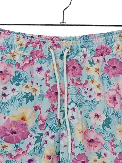COLOURS & SONS Badeshorts Herren Gr. L Blumenmuster Türkis Pink