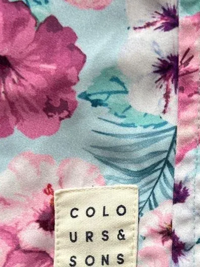 COLOURS & SONS Badeshorts Herren Gr. L Blumenmuster Türkis Pink 4