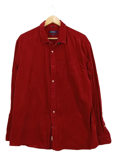 McNeal Cordhemd Herren XXL Rot Langarm Tailored Freizeithemd Baumwolle