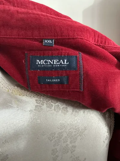 McNeal Cordhemd Herren XXL Rot Langarm Tailored Freizeithemd Baumwolle
