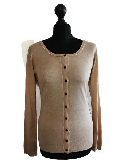 Strenesse Blue Damen Strickjacke Cardigan Beige Gr. M 38 Baumwolle Langarm