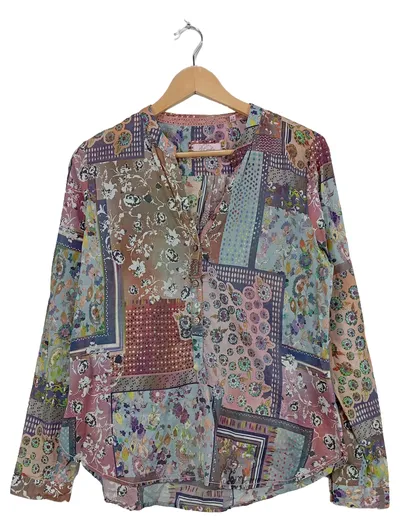 Emily van den Bergh Damen Bluse Patchwork Langarm Gr. 40 Baumwolle Bohemian