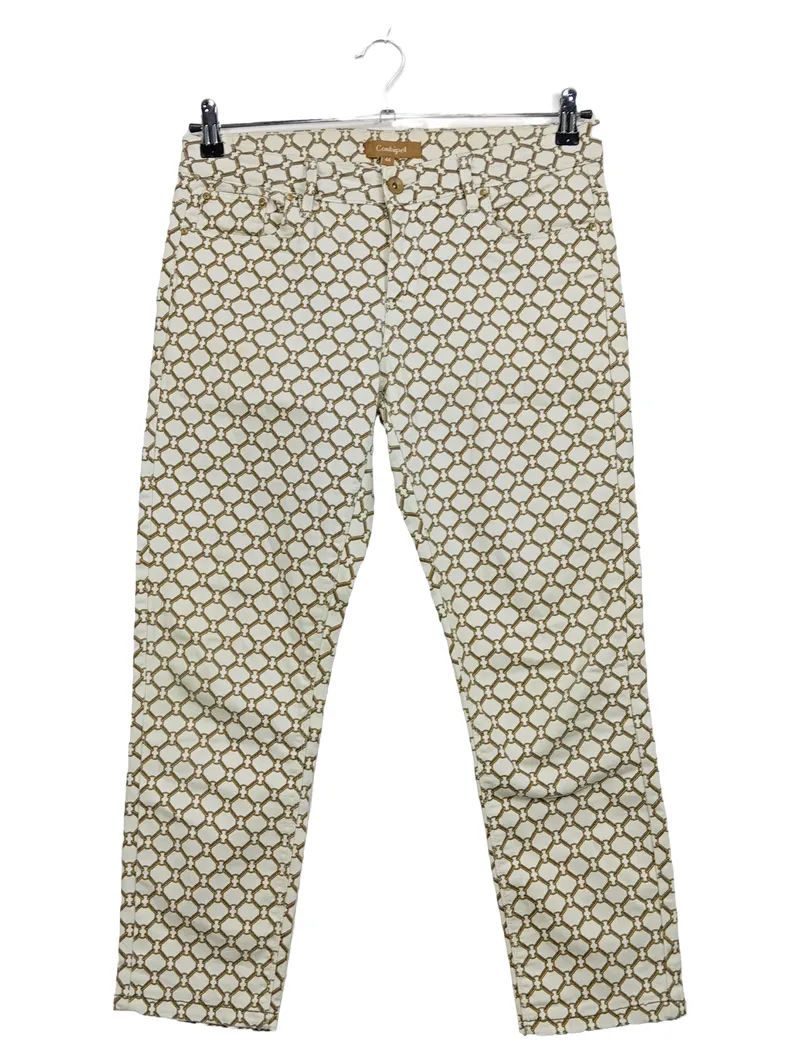 Conbipel Damen Stoffhose Größe 44 beige geometrisches Muster elegant 1