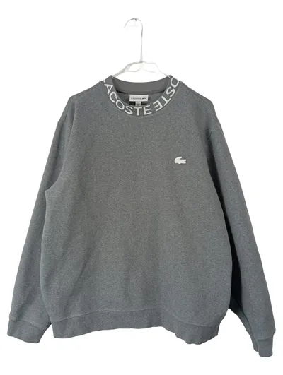 Lacoste Sweatshirt Herren Gr. L grau Logo Kragen Pullover Baumwolle