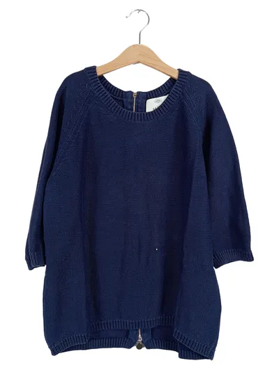 Allude Damen Strickpullover Gr. M Blau Baumwolle Reißverschluss