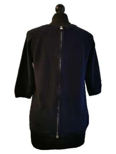 Allude Damen Strickpullover Gr. M Blau Baumwolle Reißverschluss
