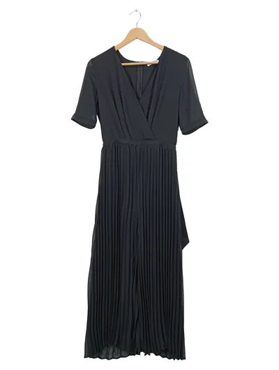 EDITED Wickelkleid Maxikleid Elegant Damen Schwarz Gr. 36/S Festlich Falten
