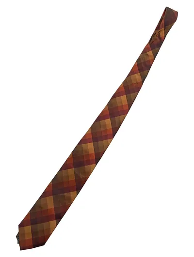 Seidenfalter Krawatte Herren Seide Kariert Braun Orange Business 154cm
