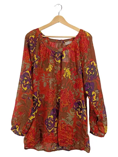 TRIANGLE Damen Langarmshirt Blumenmuster Gr. 48 Mehrfarbig Bohemian
