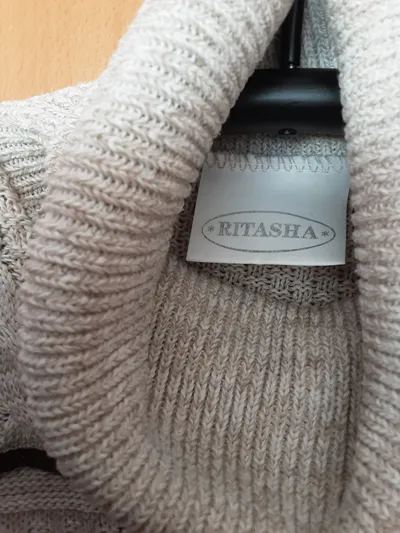 Ritasha Rollkragenpullover Damen Gr. 38 Beige Zopfmuster Strickpullover