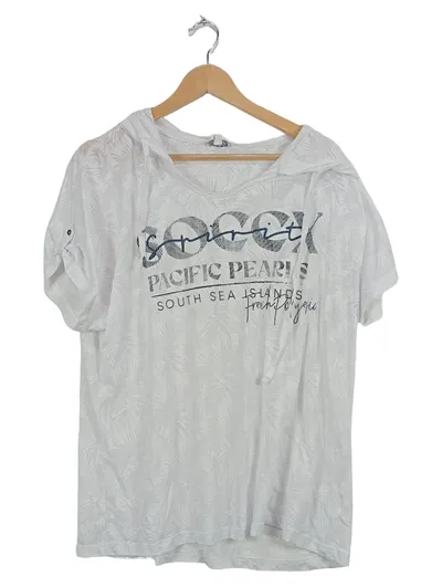SOCCX Damen T-Shirt Kapuze Pacific Pearls Weiß Gr. 44 XXL