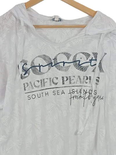 SOCCX Damen T-Shirt Kapuze Pacific Pearls Weiß Gr. 44 XXL