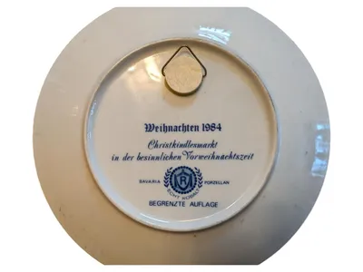 Bavaria Porzellan Christkindlesmarkt 1984 Sammelteller Kobalt Blau 20cm